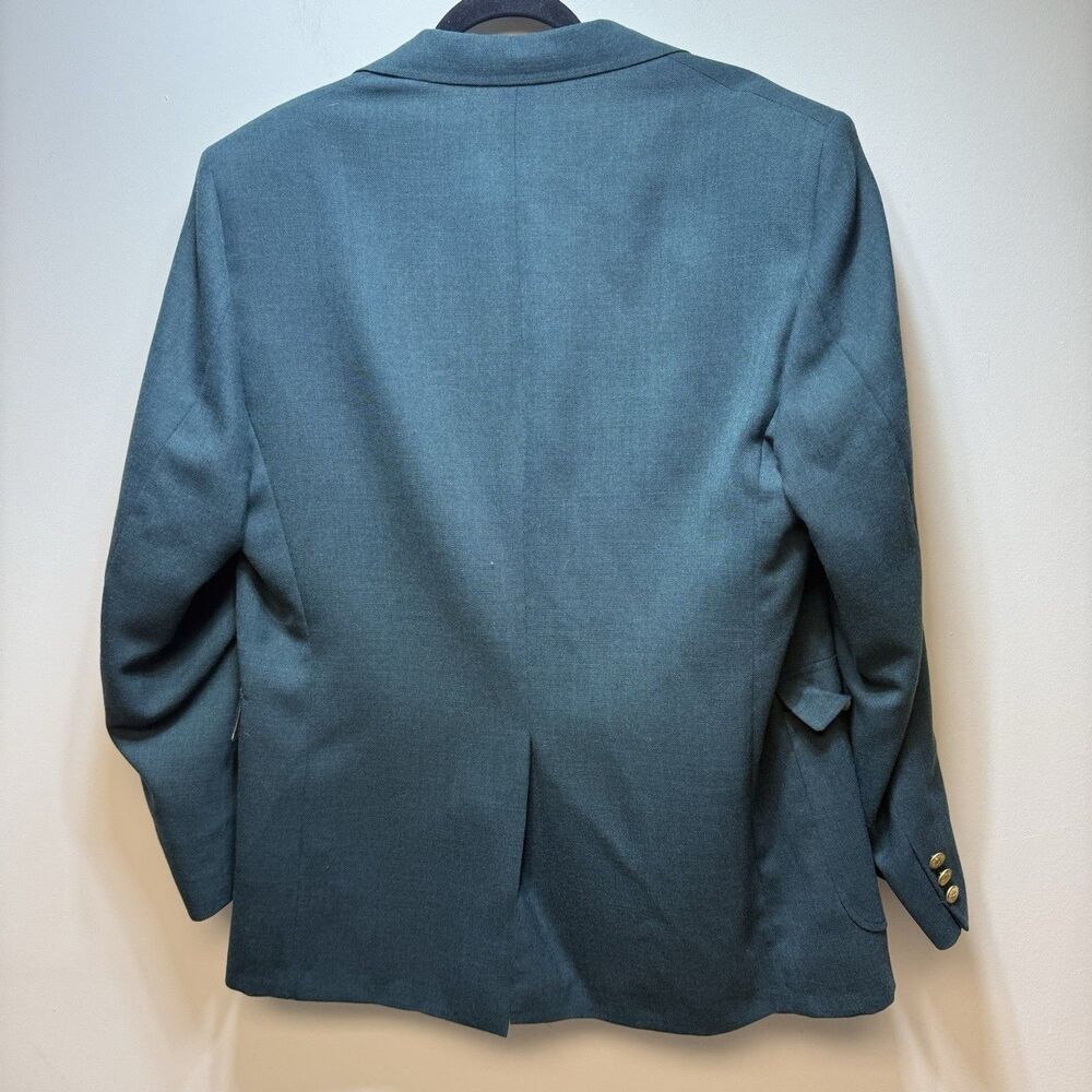 Masters Green Wool Blend Blazer Mens 42L Gold Buttons Classic Lined Jacket Vtg - Picture 3 of 8